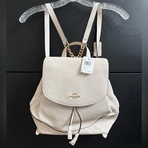 NWT Coach Pebble Leather Backpack in Chalk